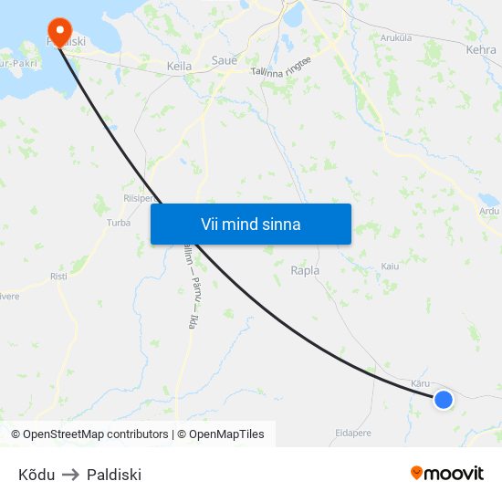 Kõdu to Paldiski map