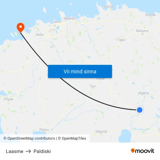 Laasme to Paldiski map