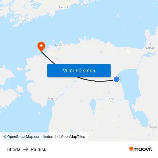 Tiheda to Paldiski map