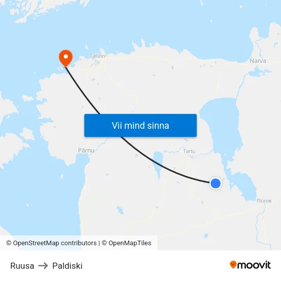 Ruusa to Paldiski map