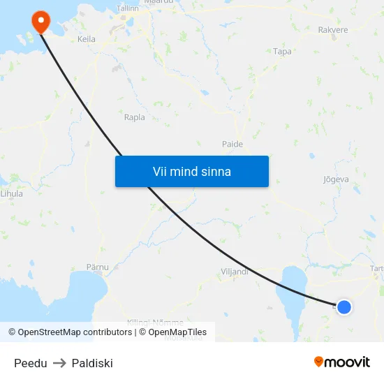Peedu to Paldiski map