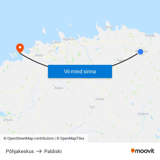 Põhjakeskus to Paldiski map