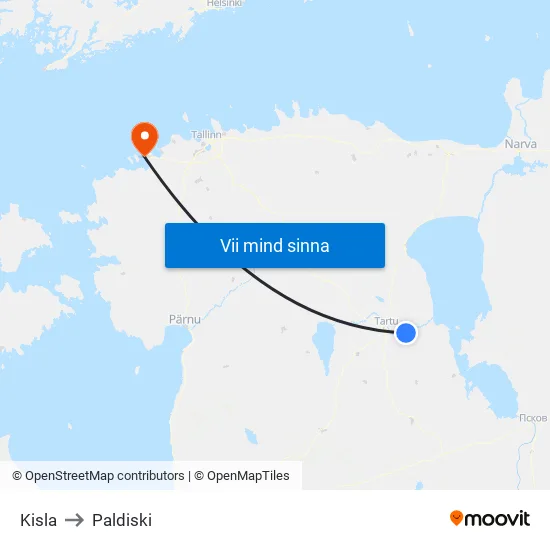 Kisla to Paldiski map
