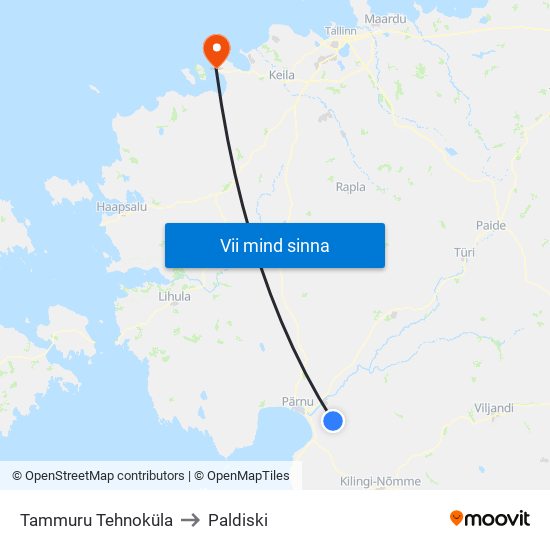 Tammuru Tehnoküla to Paldiski map