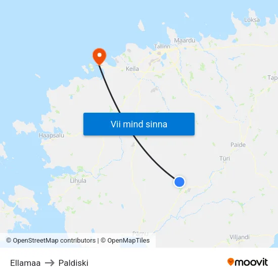 Ellamaa to Paldiski map