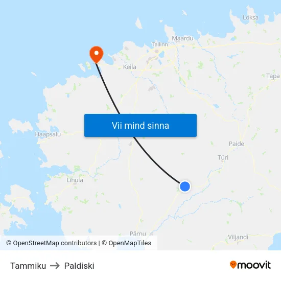 Tammiku to Paldiski map