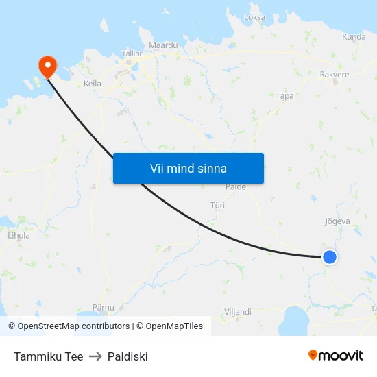 Tammiku Tee to Paldiski map