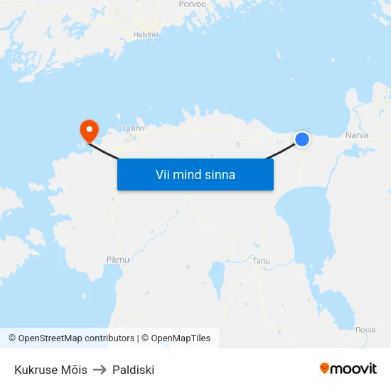 Kukruse Mõis to Paldiski map