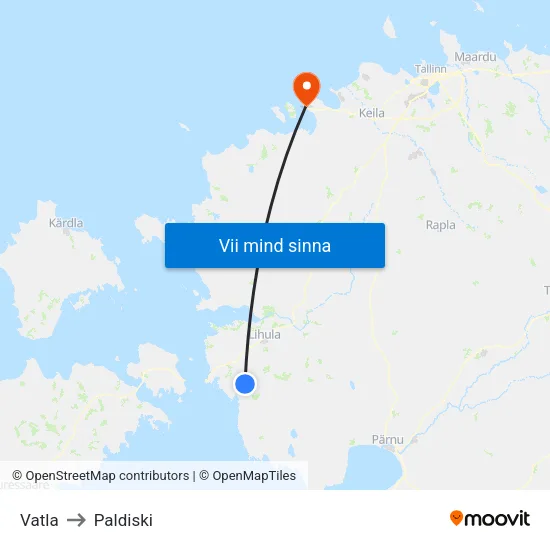 Vatla to Paldiski map