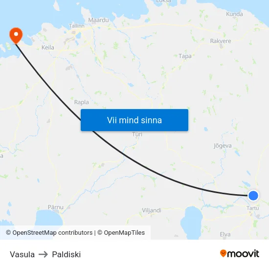 Vasula to Paldiski map