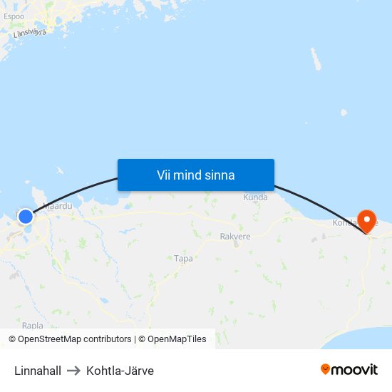 Linnahall to Kohtla-Järve map