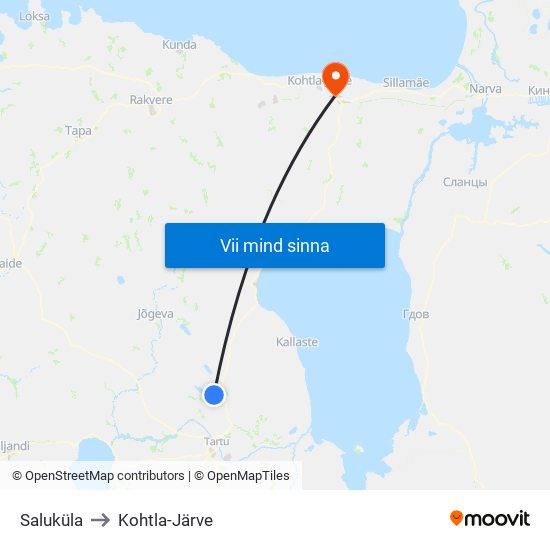 Saluküla to Kohtla-Järve map