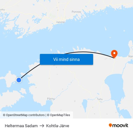 Heltermaa Sadam to Kohtla-Järve map