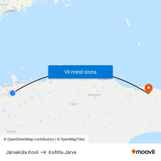 Järveküla Kool to Kohtla-Järve map