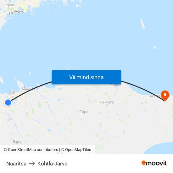 Naaritsa to Kohtla-Järve map