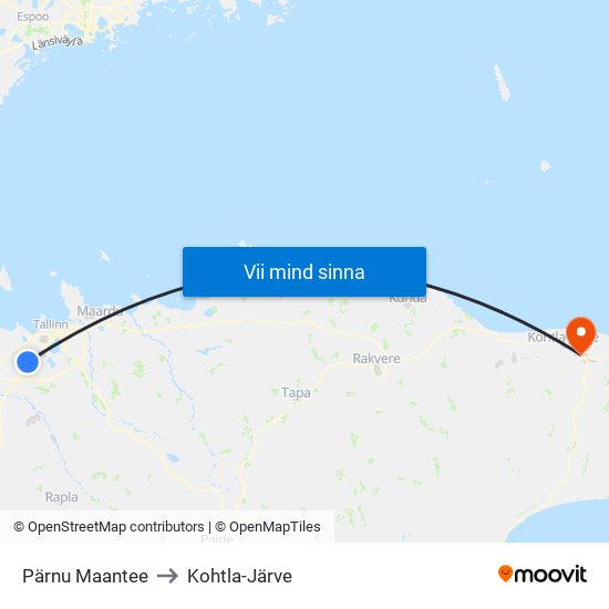 Pärnu Maantee to Kohtla-Järve map
