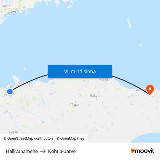 Hallivanamehe to Kohtla-Järve map