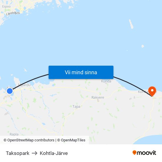 Taksopark to Kohtla-Järve map