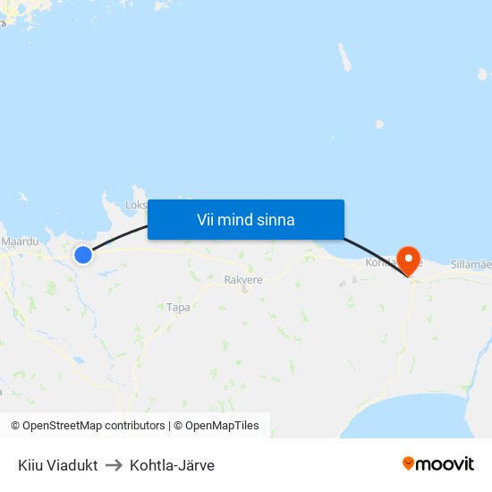 Kiiu Viadukt to Kohtla-Järve map