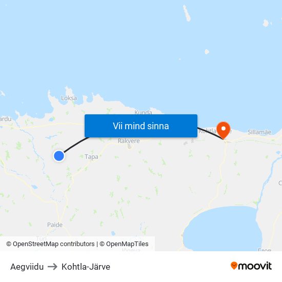 Aegviidu to Kohtla-Järve map