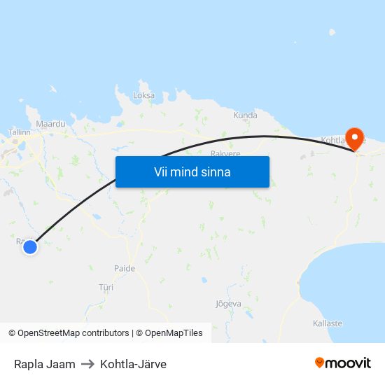 Rapla Jaam to Kohtla-Järve map