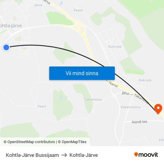 Kohtla-Järve Bussijaam to Kohtla-Järve map