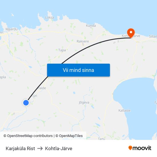 Karjaküla Rist to Kohtla-Järve map