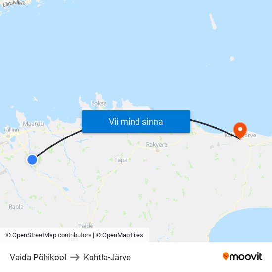 Vaida Põhikool to Kohtla-Järve map