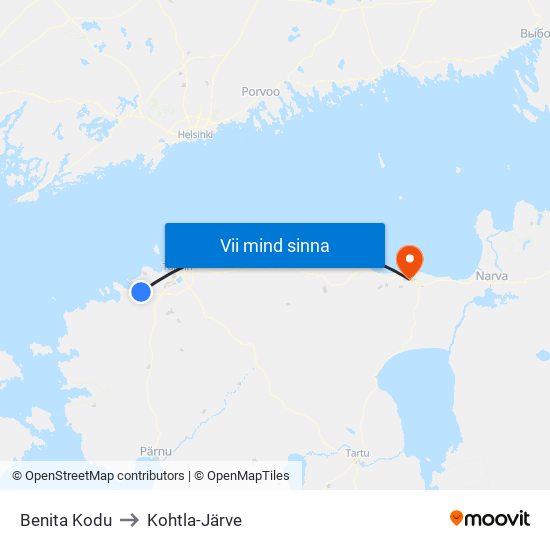 Benita Kodu to Kohtla-Järve map