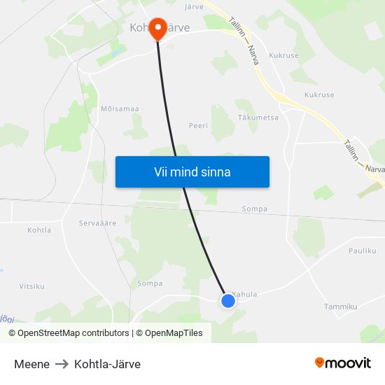 Meene to Kohtla-Järve map