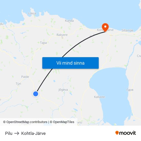 Pilu to Kohtla-Järve map