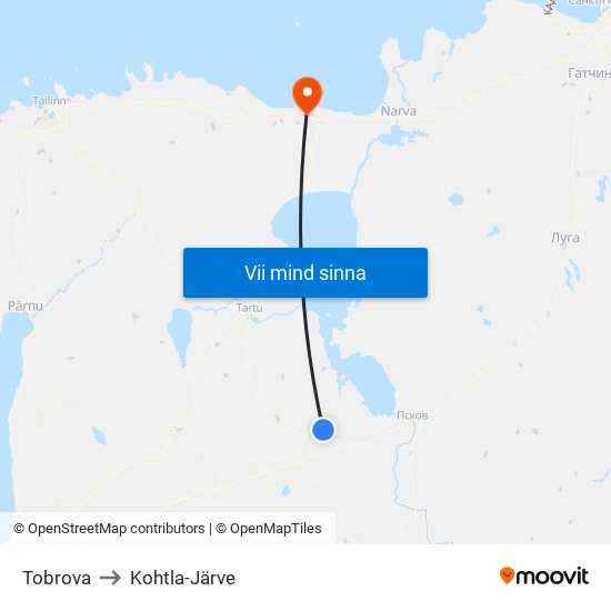 Tobrova to Kohtla-Järve map