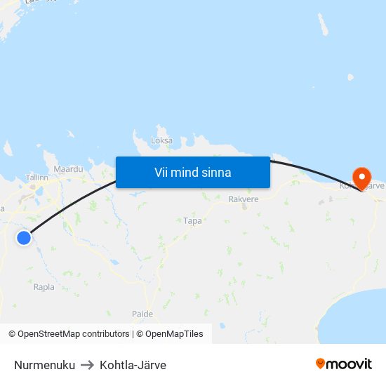 Nurmenuku to Kohtla-Järve map