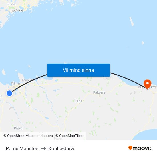 Pärnu Maantee to Kohtla-Järve map