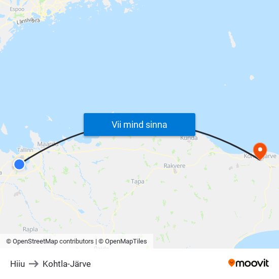 Hiiu to Kohtla-Järve map