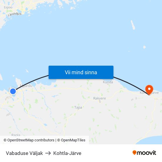 Vabaduse Väljak to Kohtla-Järve map