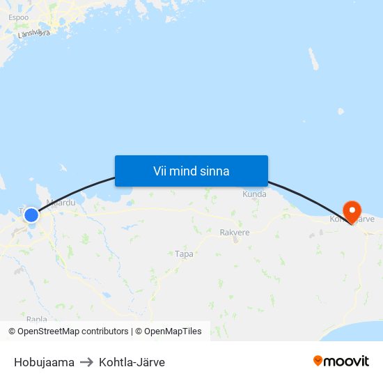 Hobujaama to Kohtla-Järve map