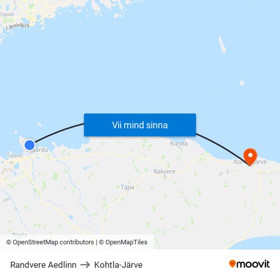 Randvere Aedlinn to Kohtla-Järve map