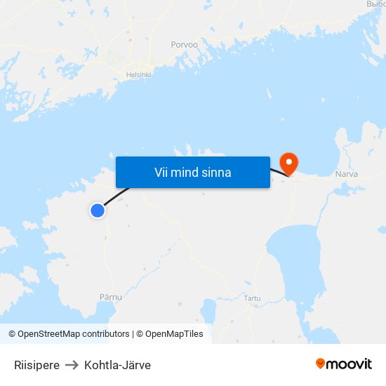Riisipere to Kohtla-Järve map