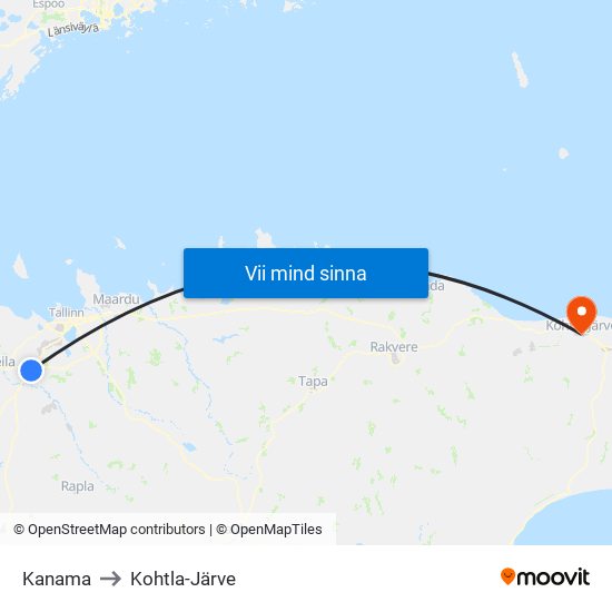 Kanama to Kohtla-Järve map