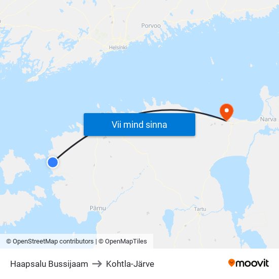 Haapsalu Bussijaam to Kohtla-Järve map