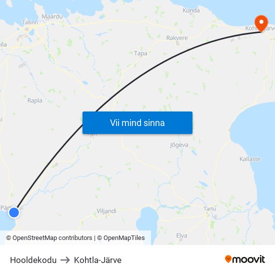 Hooldekodu to Kohtla-Järve map