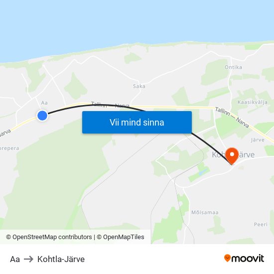 Aa to Kohtla-Järve map