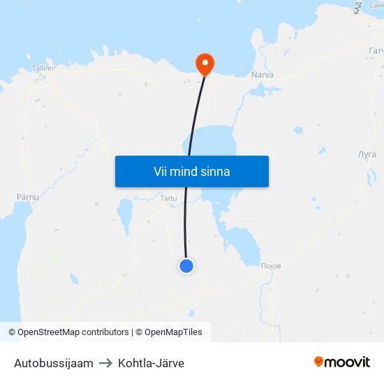 Autobussijaam to Kohtla-Järve map