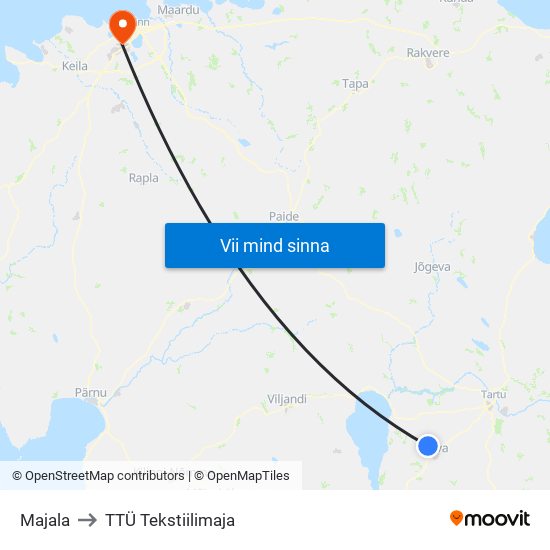 Majala to TTÜ Tekstiilimaja map