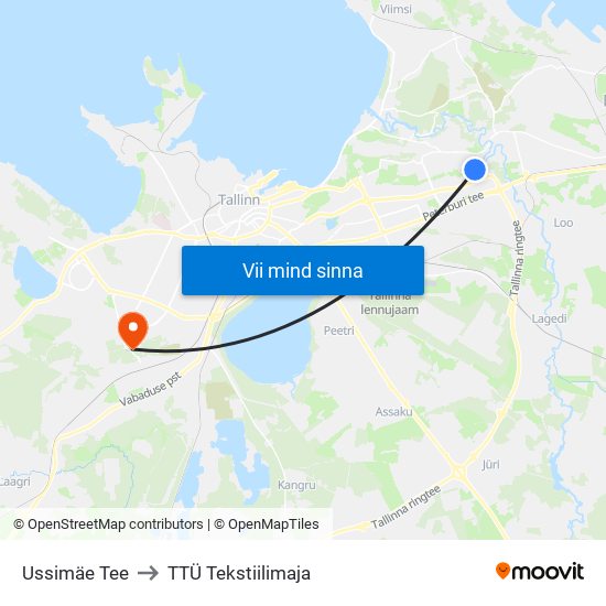 Ussimäe Tee to TTÜ Tekstiilimaja map