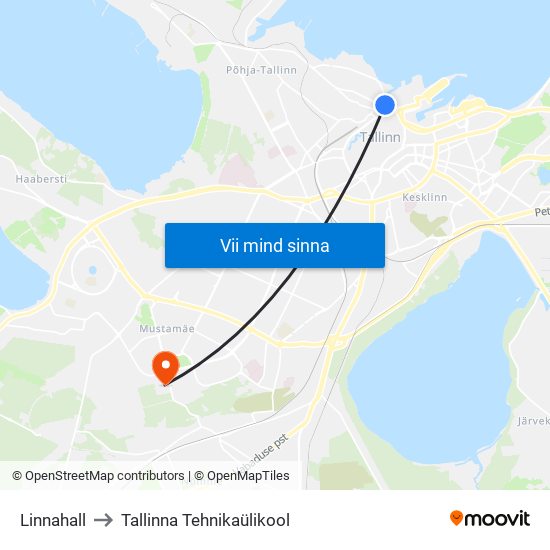 Linnahall to Tallinna Tehnikaülikool map