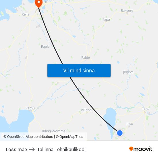 Lossimäe to Tallinna Tehnikaülikool map