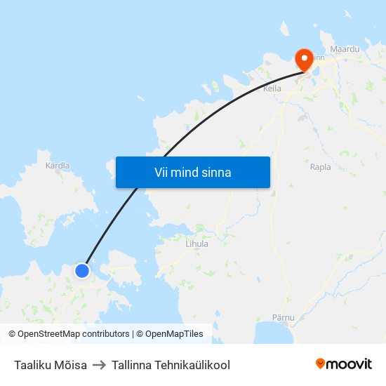 Taaliku Mõisa to Tallinna Tehnikaülikool map