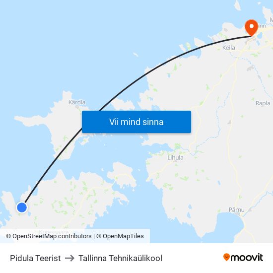 Pidula Teerist to Tallinna Tehnikaülikool map